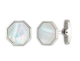 Stainless Steel Polished Octagon Cuff Links with Mother of Pearl